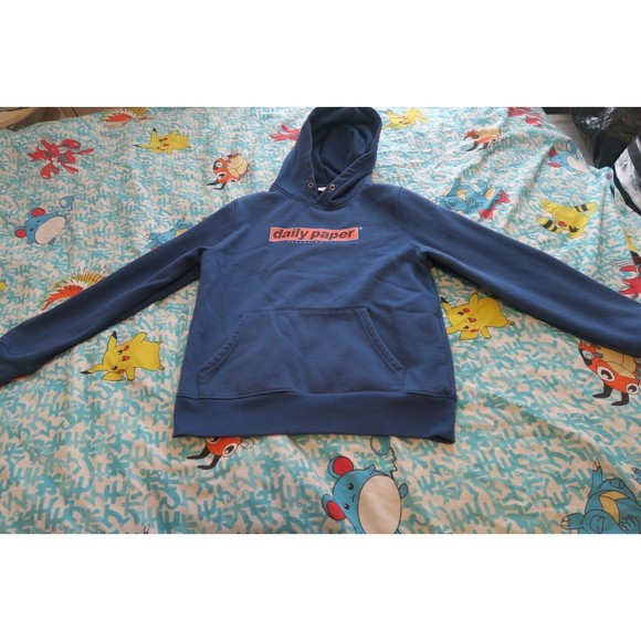 Daily Paper Fedde Logo Print Hoodie Technologies Blue Size Small Streetwear Men